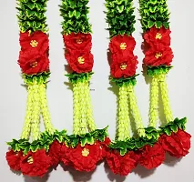 AFARZA; CHOICE GOOD FEEL GOOD Door Wall Hanging Artificial Flower Toran Garland for Home Decoration - (Green Red, Size 2.5 ft) - Pack of 4 Strings-thumb2