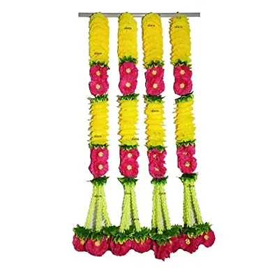 AFARZA; CHOICE GOOD FEEL GOOD Artificial Flower Garland Toran Latkan for Door Decoration (Pink Yellow , 2.5 ft ) - Pack of 4