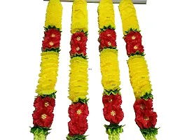 afarza Home Decor Artificial Flower Garland toran latkan for Door Decoration Main gate Wall Hanging Diwali Size 2.5 ft (Red Yellow, 4 Strings)-thumb1
