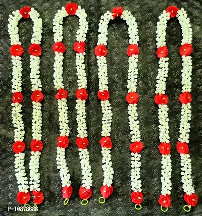 AFARZA; CHOICE GOOD FEEL GOOD Artificial Mogra Jasmine with Red Flower Garland String Toran Ladi (Natural Mogra Colour, 5 ft) - Pack of 4 Strings-thumb4
