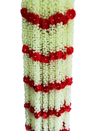 AFARZA; CHOICE GOOD FEEL GOOD Artificial Mogra Jasmine with Red Flower Garland String Toran Ladi (Natural Mogra Colour, 5 ft) - Pack of 4 Strings-thumb2