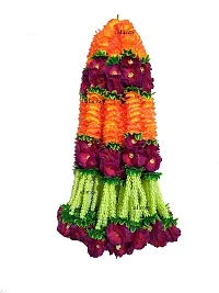 afarza Home Decor Artificial Flower Garland toran latkan for Door Decoration Main gate Wall Hanging Diwali Pack of 4 Strings Size 2.5 ft (Purple Orange)-thumb2