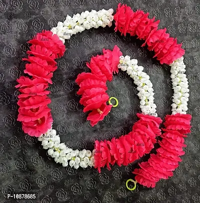 AFARZA; CHOICE GOOD FEEL GOOD Artificial Mogra Jasmine Flower Toran Garland String for Home Door Decoration (White Pink , Size 5 feet) - Pack of 4-thumb3