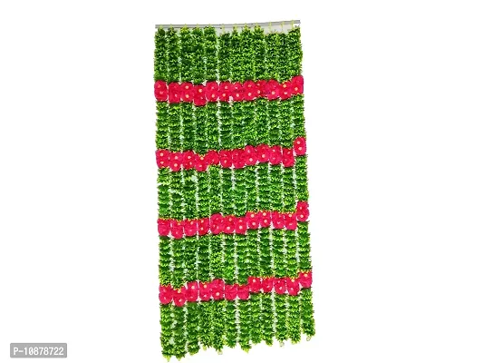 AFARZA Artificial Flower toran Garland Lady Wall Hanging for Home Door Decoration, for Main Door Hanging Pack of 4 Strings Size 5ft (Green Pink)-thumb0