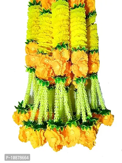 afarza Home Decor Artificial Flower Garland toran latkan for Door Decoration Main gate Wall Hanging Diwali Size 2.5 ft (Mango Yellow, 4 Strings)-thumb3