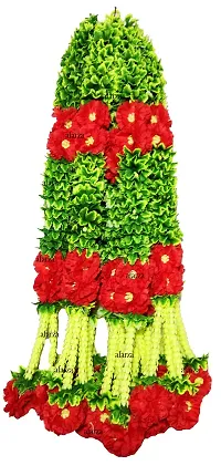 AFARZA; CHOICE GOOD FEEL GOOD Door Wall Hanging Artificial Flower Toran Garland for Home Decoration - (Green Red, Size 2.5 ft) - Pack of 4 Strings-thumb1