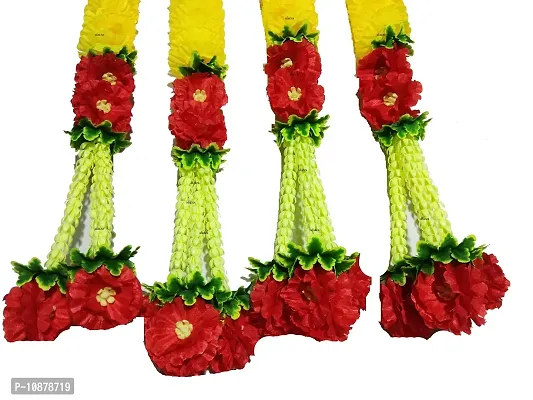 AFARZA; CHOICE GOOD FEEL GOOD Home Decor Artificial Flower Garland Toran Latkan Wall Hanging for Door Decoration (Red Yellow, 2.5 ft) - Pack of 4 Strings-thumb3