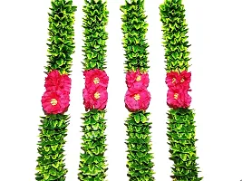 AFARZA; CHOICE GOOD FEEL GOOD Home Decor Artificial Flower Garland Toran Latkan for Door Decoration Main Gate Wall Hanging Diwali Strings (2.5 ft, Green Pink) - Pack of 4-thumb2