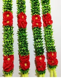 AFARZA; CHOICE GOOD FEEL GOOD Door Wall Hanging Artificial Flower Toran Garland for Home Decoration - (Green Red, Size 2.5 ft) - Pack of 4 Strings-thumb3