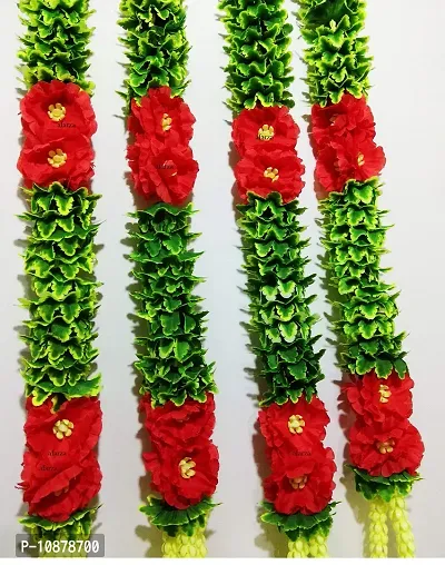 AFARZA; CHOICE GOOD FEEL GOOD Door Wall Hanging Artificial Flower Toran Garland for Home Decoration - (Green Red, Size 2.5 ft) - Pack of 4 Strings-thumb4