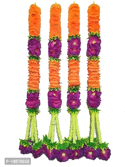 afarza Home Decor Artificial Flower Garland toran latkan for Door Decoration Main gate Wall Hanging Diwali Size 2.5 ft (Purple Mango, 12 Strings)-thumb0