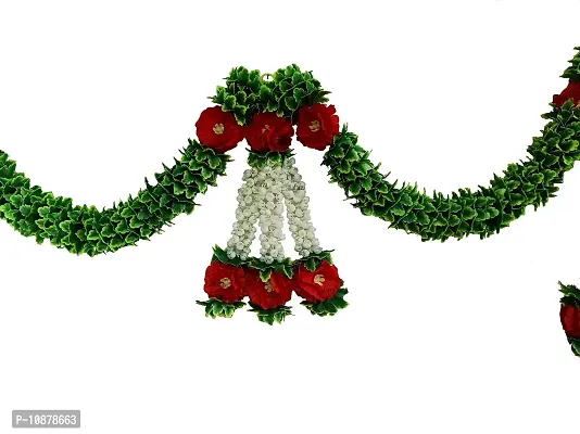 AFARZA; CHOICE GOOD FEEL GOOD Artificial Flower Toran Garland for Door Home Decorations(Red;Green,1 Piece)-thumb4