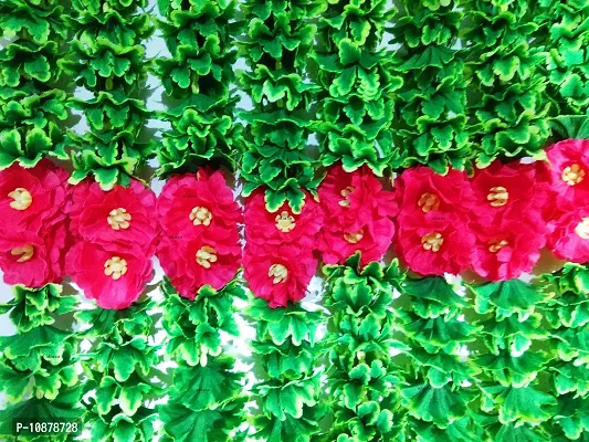 AFARZA; CHOICE GOOD FEEL GOOD Artificial Flower Garland Toran (Green Pink, 2 Pieces)-thumb5