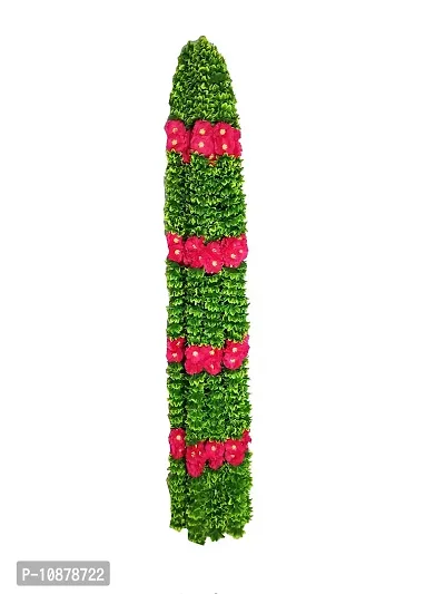 AFARZA Artificial Flower toran Garland Lady Wall Hanging for Home Door Decoration, for Main Door Hanging Pack of 4 Strings Size 5ft (Green Pink)-thumb2