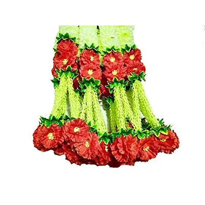 AFARZA; CHOICE GOOD FEEL GOOD Home Decor Artificial Flower Garland Toran Latkan for Door Decoration - Pack of 4 Strings Size 2.5 ft (Red Cream)