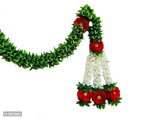 AFARZA; CHOICE GOOD FEEL GOOD Artificial Flower Toran Garland for Door Home Decorations(Red;Green,1 Piece)-thumb5