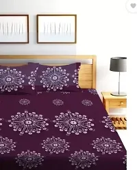 PARNAV CREATIONS 250 TC Microfiber Double Floral Fitted (Elastic) Bedsheet  (Pack of 1, Maroon)-thumb1