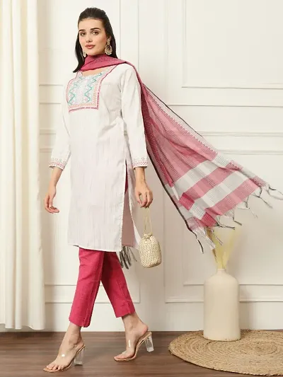 Classic Embroidered Kurta, Bottom and Dupatta Set for Women