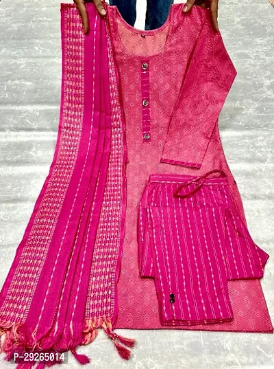 Classic Cotton Kurta, Bottom and Dupatta Set-thumb3