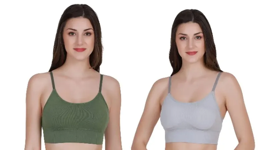 Pack of 2 Women Full Coverage Lightly Padded Bra ( Green, )