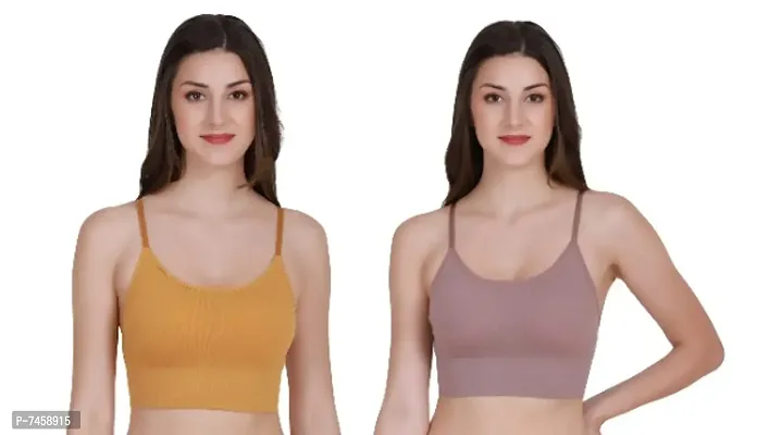Pack of 2 Women Full Coverage Lightly Padded Bra  ( Yellow, Pink )-thumb0