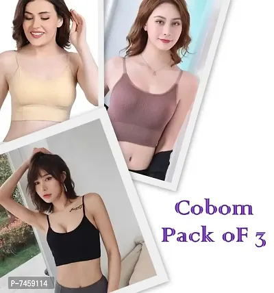 Pack of 3 Women Full Coverage Lightly Padded Bra  ( Skin, Pink, Black )