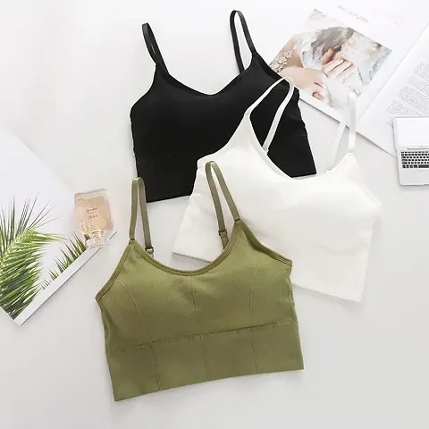 Pack of_3 Women T-Shirt Lightly Padded Bra ( Black, Green, )