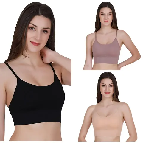 Comfortable Blend Solid Basic Bras For Women-Pack Of 3