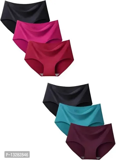 Pack of 6 Women Hipster Short Multicolor Seamless Panties-thumb0