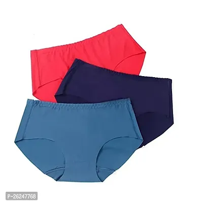 Women Cotton Silk Seamless Panties Underwear Hipster and No Show line Ladies Panty Assorted-Colors
