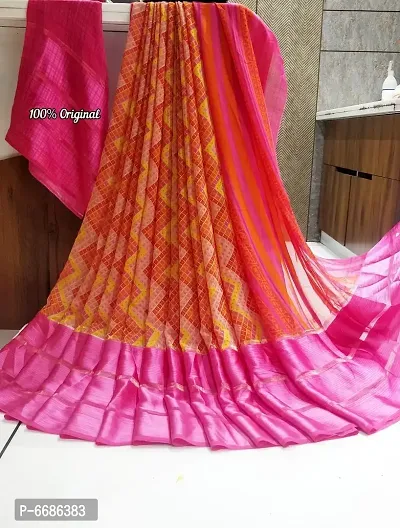 Stylish Georgette Satin Silk Printed Saree With Blouse-thumb0