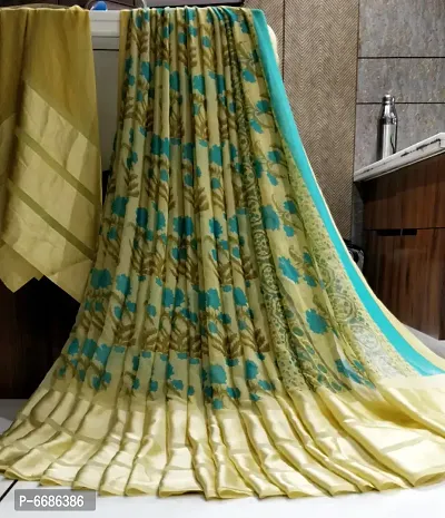Stylish Georgette Satin Silk Printed Saree With Blouse