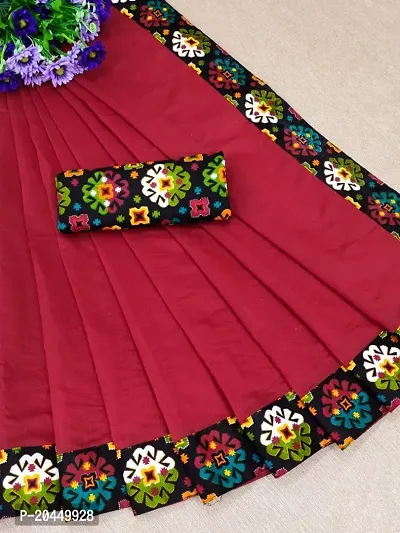 CHANDERI COTTON SAREES WITH PRINTED BORDER AND BLOUSE