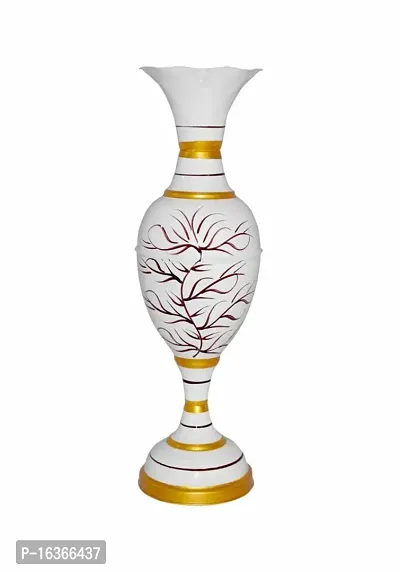 Amaze Shine Hand Crafted Golden And White Cast Iron Vase For Home And Office Decoration Purpose - 24 Inches Single Piece-thumb0