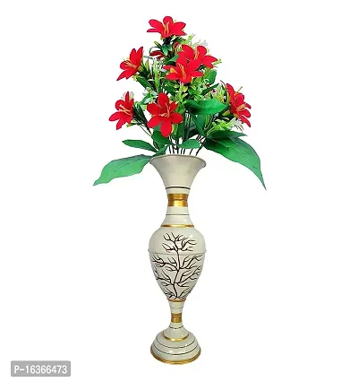 Amaze Shine Hand Painted White Cast Iron Vase For Home And Office Decoration Purpose - 24 Inches Single Piece