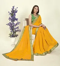 Beautiful Yellow Cotton Silk Solid Saree With Blouse Piece Pack Of 2-thumb2