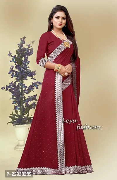 Beautiful Maroon Georgette Embellished Saree With Blouse Piece-thumb0