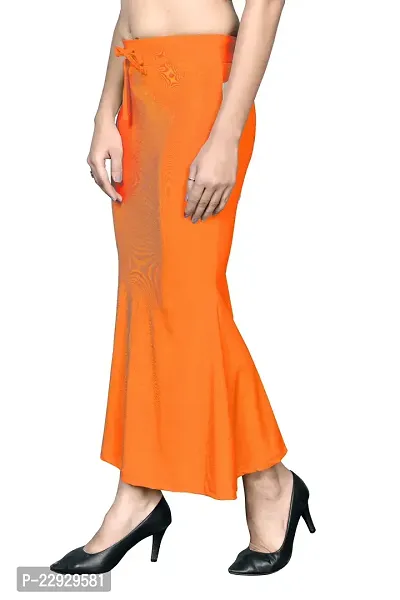 Reliable Orange Cotton Blend Solid Stitched Petticoat For Women
