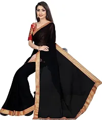 Beautiful Black Chiffon Embellished Saree With Blouse Piece-thumb2