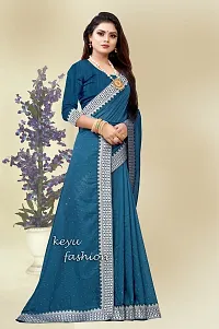 Beautiful Blue Georgette Embellished Saree With Blouse Piece-thumb3