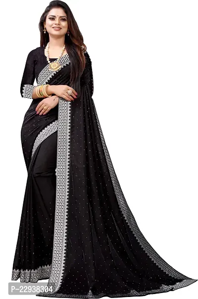 Beautiful Black Georgette Embellished Saree With Blouse Piece-thumb0