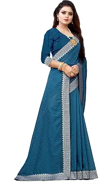 Beautiful Blue Georgette Embellished Saree With Blouse Piece-thumb2