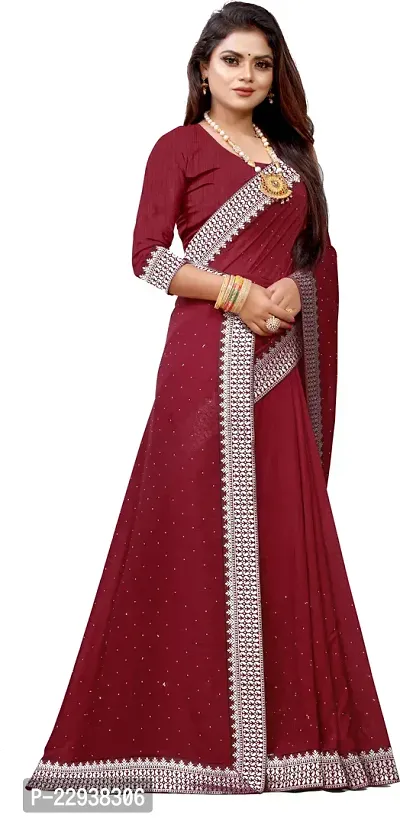 Beautiful Maroon Georgette Embellished Saree With Blouse Piece-thumb3