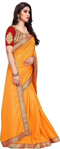 Beautiful Orange Chiffon Solid Saree With Blouse Piece-thumb4