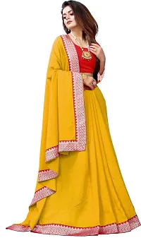 Beautiful Yellow Georgette Embellished Saree With Blouse Piece-thumb4