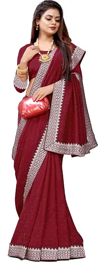 Beautiful Maroon Georgette Embellished Saree With Blouse Piece-thumb3