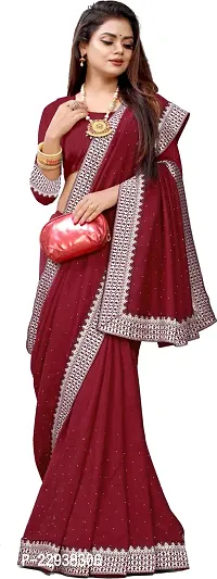 Beautiful Maroon Georgette Embellished Saree With Blouse Piece-thumb4