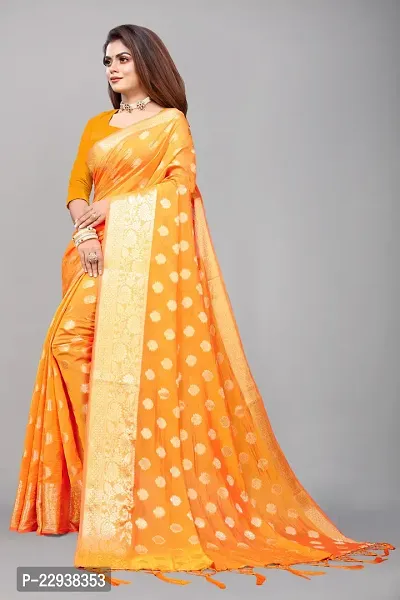 Beautiful Yellow Art Silk Self Pattern Saree With Blouse Piece-thumb3