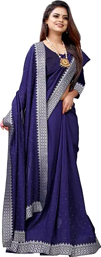 Beautiful Blue Georgette Embellished Saree With Blouse Piece-thumb3