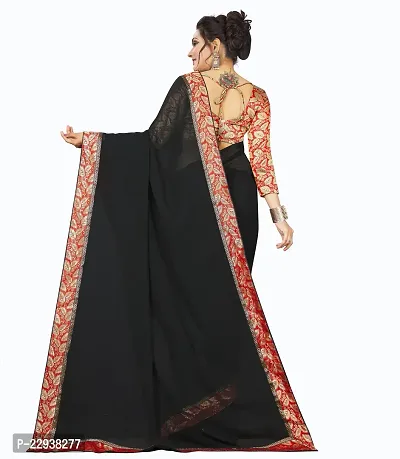 Beautiful Black Chiffon Solid Saree With Blouse Piece-thumb2